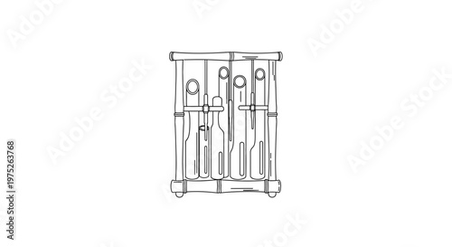 Vintage Screwdriver Set in Wooden Holder, Hand Tools Collection