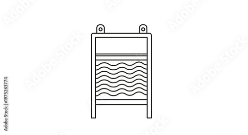 Vintage Washboard Icon: Retro Laundry Tool for Cleaning and Housework
