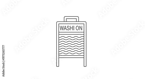 Vintage Washboard Icon with Washi On Text