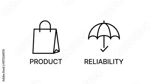 Guaranteed Product Reliability Icon Set, Black Line Style, Business Concept