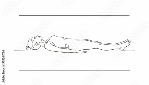 Woman Lying Down Relaxing on Floor, Peaceful Meditation Pose, Calmness and Serenity