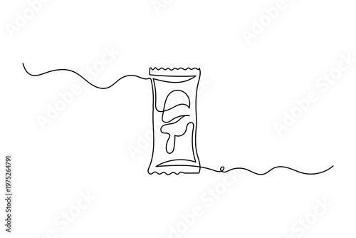 Ice cream bar one line art simple minimalist dessert icon with wrapper continuous line sweet treat vector