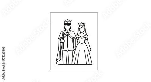 King and Queen Icon, Royal Couple Silhouette, Royalty Symbol