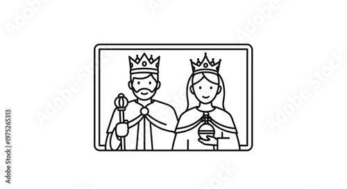 King and Queen Royal Couple Cartoon Icon