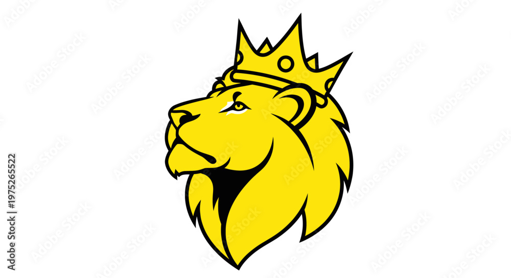 Obraz premium Majestic Lion Head with Crown - Symbol of Royalty and Power