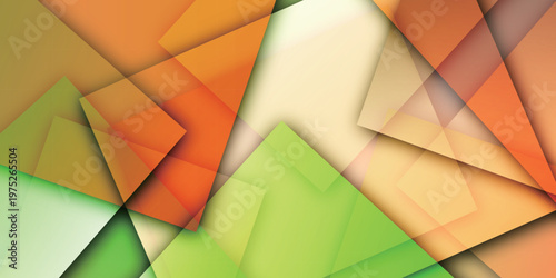 Vibrant Abstract Geometric Background with Orange and Green Layers