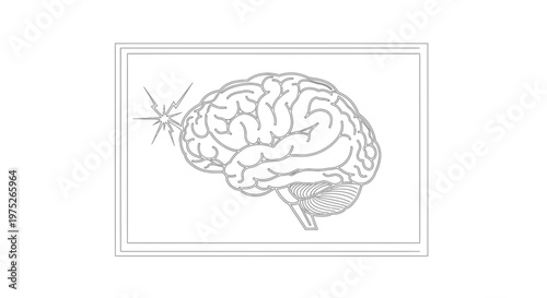 Human Brain with Electrical Spark - Concept of Idea, Pain, or Neurological Activity