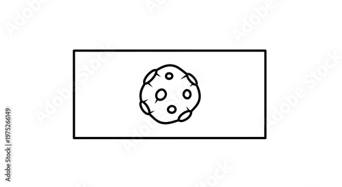 Hand-drawn asteroid with craters and holes floating in space, simple line art on white background