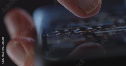 Extreme Close-up of finger scrolling through content on a smart phone
