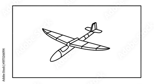 Glider Airplane Silhouette, Aviation, Flight, Aerodynamic Design, Simple Line Art