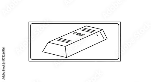 Gold Bar 1 oz Icon - Simple Line Art Illustration of Precious Metal Ingot