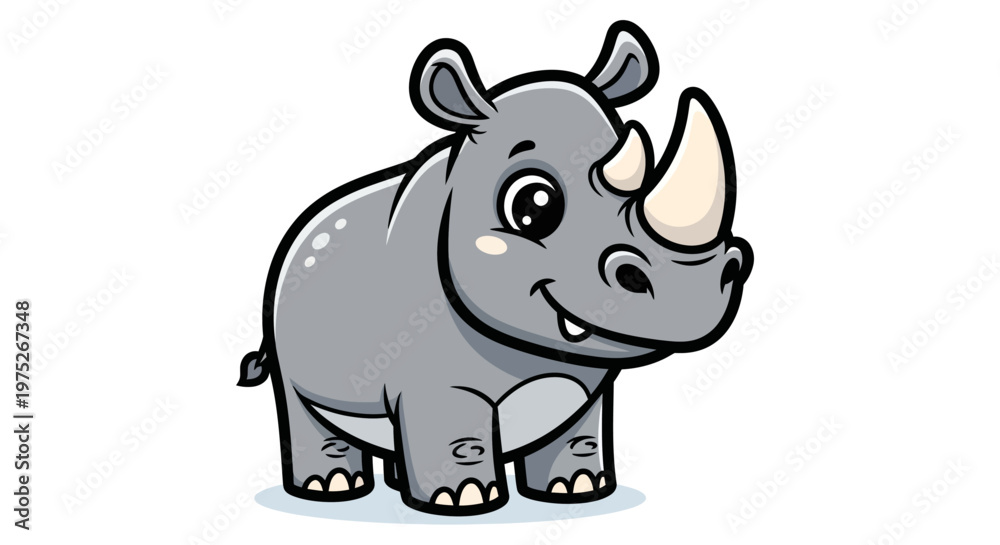 Fototapeta premium A cartoon rhino with a happy expression.