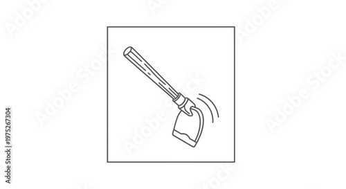 Gardening Hoe Icon, Simple Line Art Illustration of a Tool for Digging and Cultivating Soil
