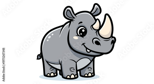 A cartoon rhino with a happy expression.