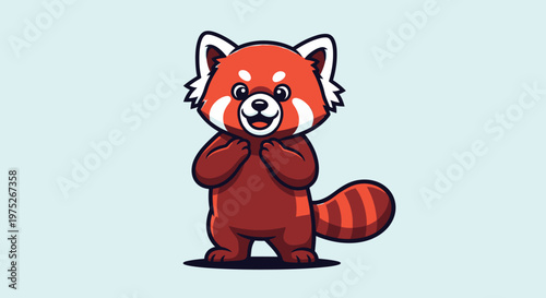 Cute cartoon red panda standing upright.