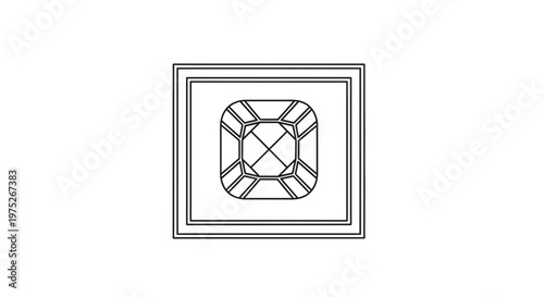 Gemstone Cut Diagram: Square Emerald Cut Diamond Facet Pattern