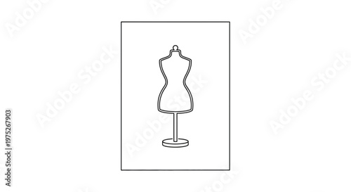 Fashion Mannequin Silhouette, Dress Form on Stand, Tailoring Dummy Outline, Sewing Studio Equipment
