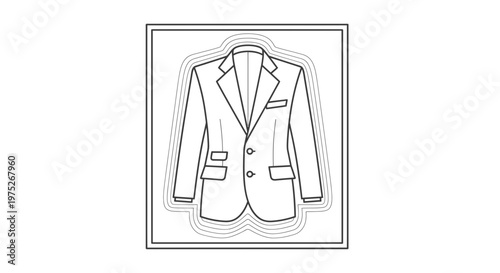 Formal Business Suit Jacket Outline Drawing - Elegant Menswear Fashion Illustration