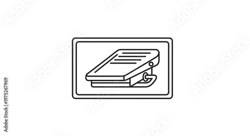 Foot Pedal Control Icon, Black and White Line Art, Isolated on White Background