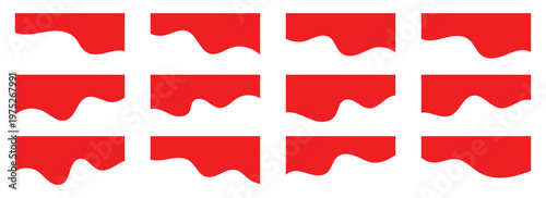 Abstract header border shapes for website banners and page dividers in red colors. Divider icons set use for banners, dividers, headers, backgrounds, decorative elements, website and more. Eps10