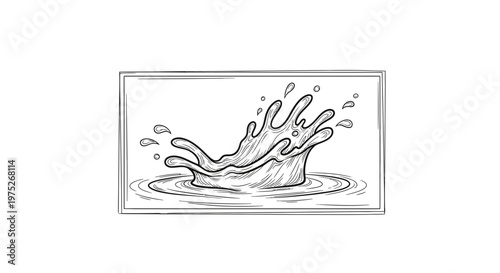 Dynamic Water Splash Illustration: Abstract Liquid Explosion in Sketch Style