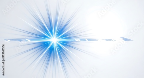Bright Blue Light Burst Illustration on White Background
