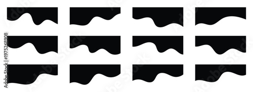 Hand draw web separator black divider highlight cover silhouette template, layout curve lines, waves, abstract design element for page web site. Divider header for app, banners or posters. Eps10