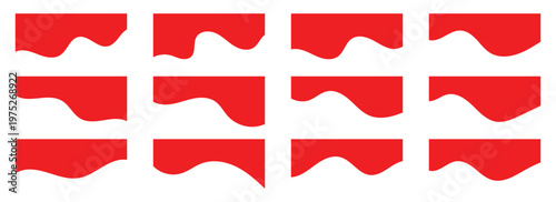 Website border collection, web page red divider shapes set. Geometric and organic separator headers for use graphic design template app, banner, page, poster, menu. Dividers set vector illustration.