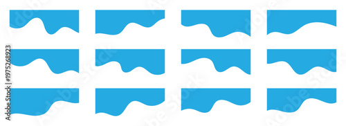 Website border collection, web page blue divider shapes set. Geometric and organic separator headers for use graphic design template app, banner, page, poster, menu. Dividers set vector illustration.