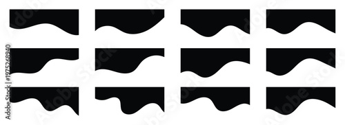 Website border collection, web page black divider shapes set. Geometric and organic separator headers for use graphic design template app, banner, page, poster, menu. Dividers set vector illustration.