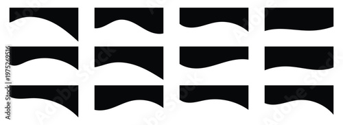 Foto A black wavy website section dividers icons set