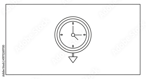 Clock Icon with Down Arrow Symbol, Time Management Concept, Deadline Symbol