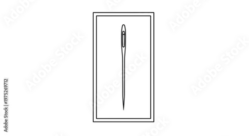 Close-up of a sewing needle with thread in its eye, isolated on a white background.