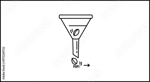 Coffee beans falling through funnel, concept of filtering and selection