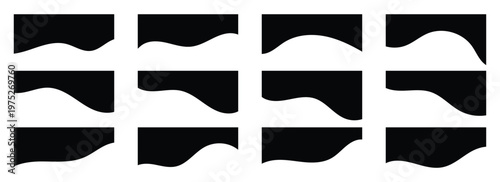 Collection of smooth, fluid black wave shapes for soft website transitions. High-quality vector elements for creative design projects. Divider vector illustration.