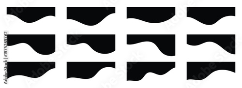Collection of smooth, fluid black wave shapes for soft website transitions. High-quality vector elements for creative design projects. Divider vector illustration.