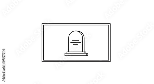 Digital Tombstone Icon on Screen, Funeral Memorial Service Concept