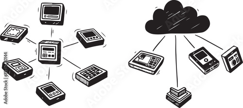 Cloud computing network with connected devices and data storage