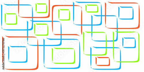 Abstract hand-drawn rectangular box image. Colorful square box background with overlapping corners.