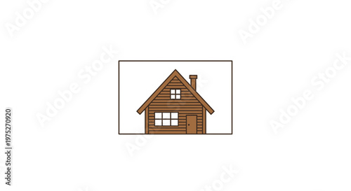 Cozy Wooden Cabin House with Chimney and Windows, Rustic Architecture