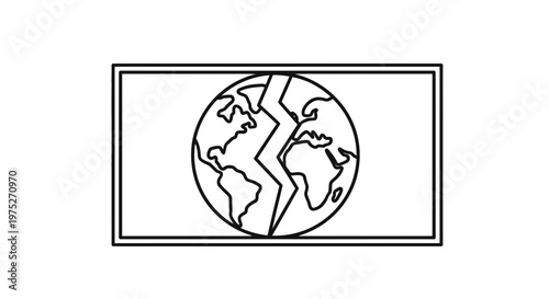 Cracked Earth Globe Icon on White Background