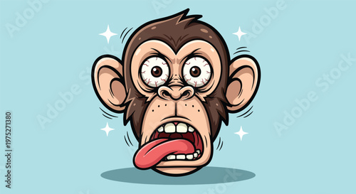 Crazy Monkey Face with Tongue Out and Wide Eyes.