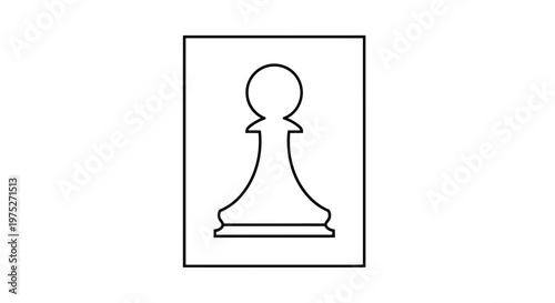 Chess Pawn Icon, Simple Line Art Silhouette, Game Piece Symbol