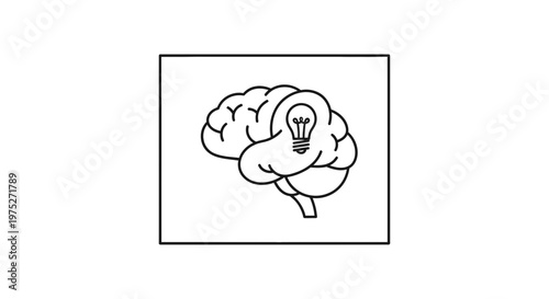 Brain With Light Bulb Idea Symbol, Innovation and Creativity Concept