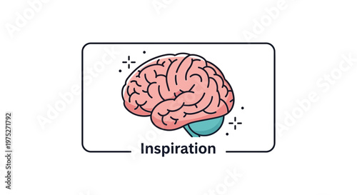 Brain with lightbulbs and stars, symbolizing inspiration and creativity