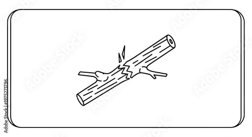 Broken Branch Icon: Symbol of Damage, Decay, or Obstruction