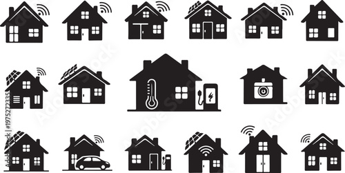 Smart home icons and symbols for technology and automation