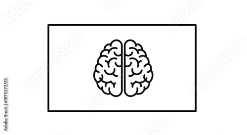 Brain Icon on White Background - Symbol of Intelligence, Ideas, and Neuroscience