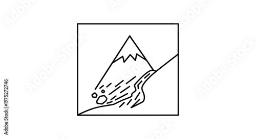 Avalanche Disaster: Snowslide and Rocks Tumbling Down Mountain Slope