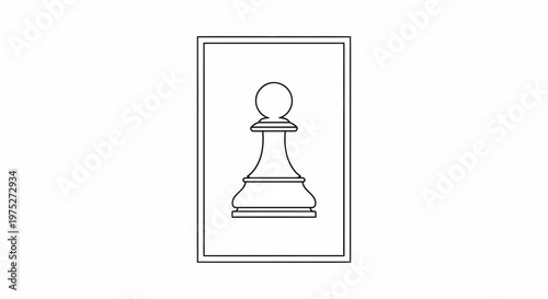 Black and White Chess Pawn Icon Inside a Rectangle Frame